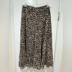 Chico’s Leopard Print Chiffon Midi Tulip Skirt Size 8